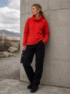 Telluride Clothing Company Women’s Red Orange Fleece Cowl Neck Pullover Size S